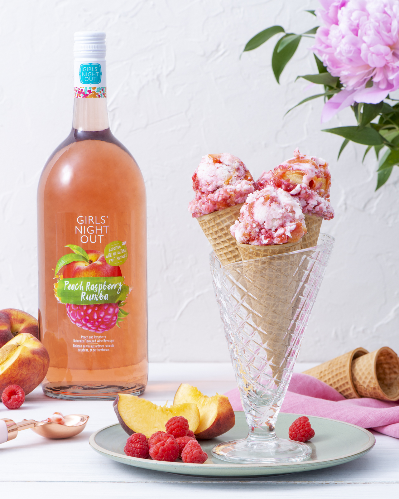 Peach Raspberry Swirl Frozen Yogurt Girls' Night Out Wines